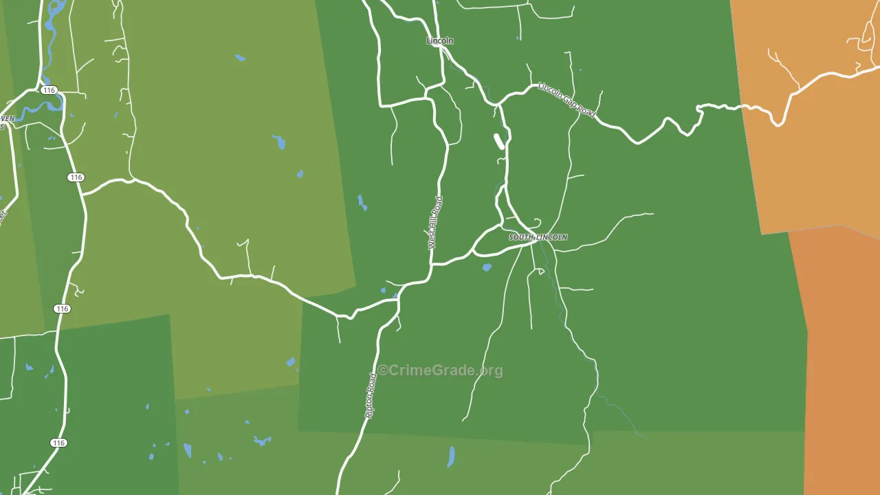 South Lincoln, VT Map of Drug-Related Crime Rates