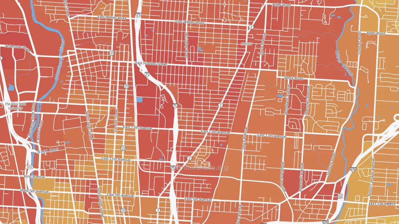 South Linden, Columbus, OH Map of Drug-Related Crime Rates