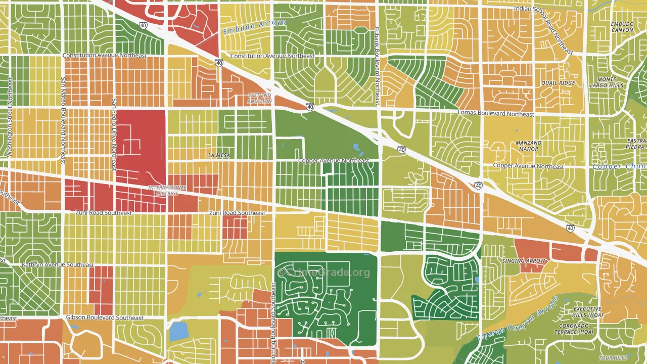 South Los Altos, Albuquerque, NM Map of Drug-Related Crime Rates