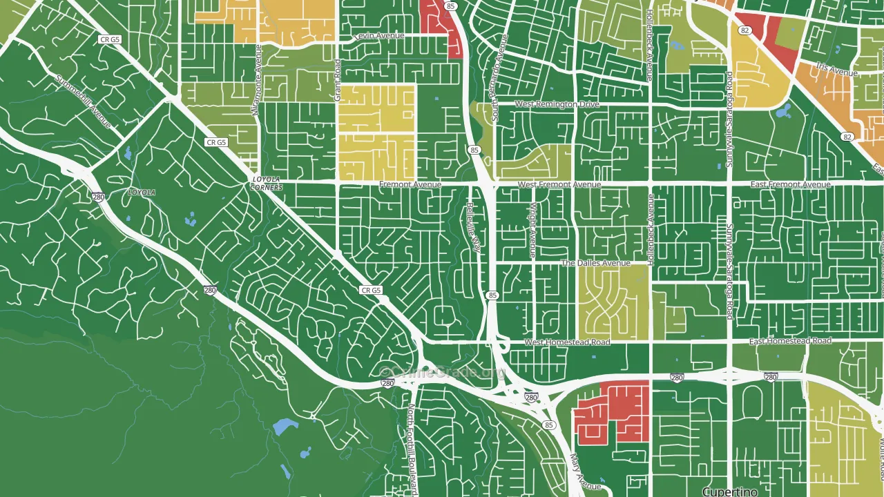 South Los Altos, Los Altos, CA Map of Drug-Related Crime Rates
