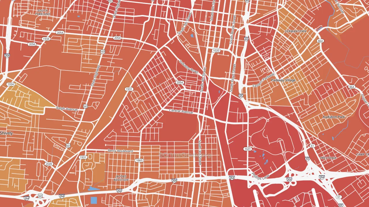 South Louisville, Louisville, KY Map of Drug-Related Crime Rates