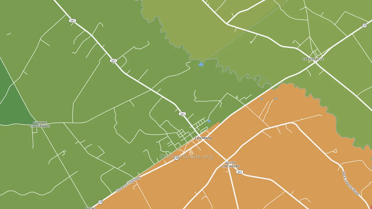 South Lynchburg, SC Map of Drug-Related Crime Rates
