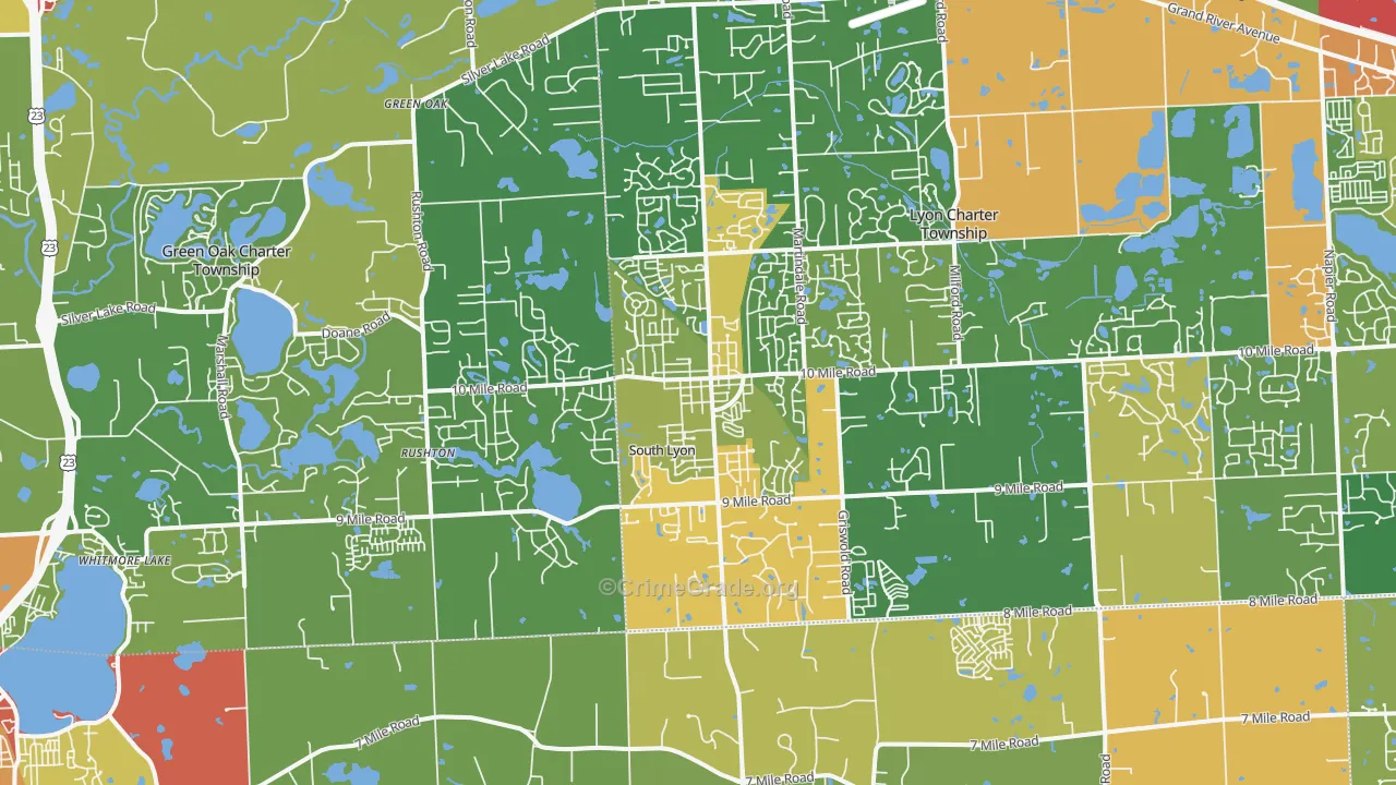 South Lyon, MI Map of Drug-Related Crime Rates