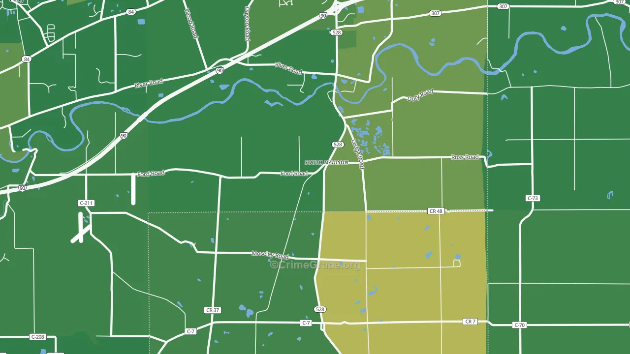 South Madison, OH Map of Drug-Related Crime Rates