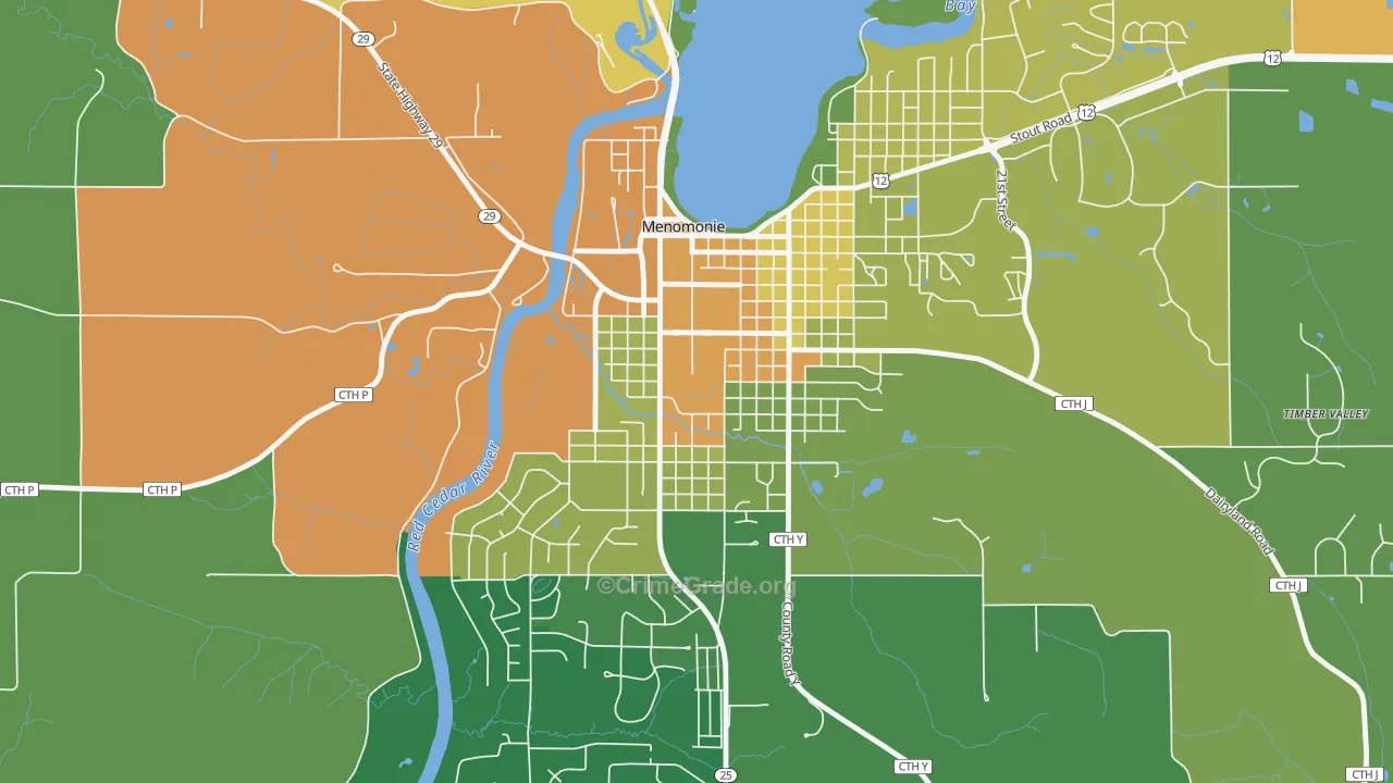 South Menomonie, Menomonie, WI Map of Drug-Related Crime Rates