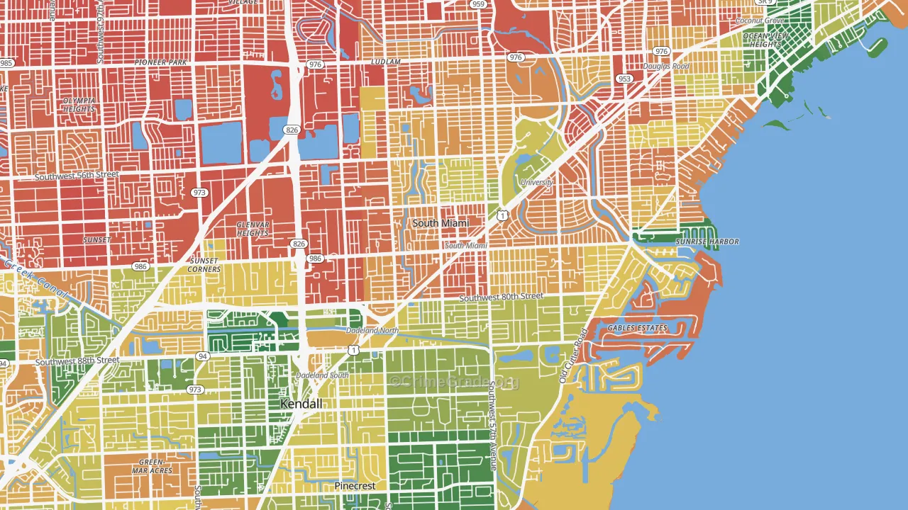 South Miami, FL Map of Drug-Related Crime Rates