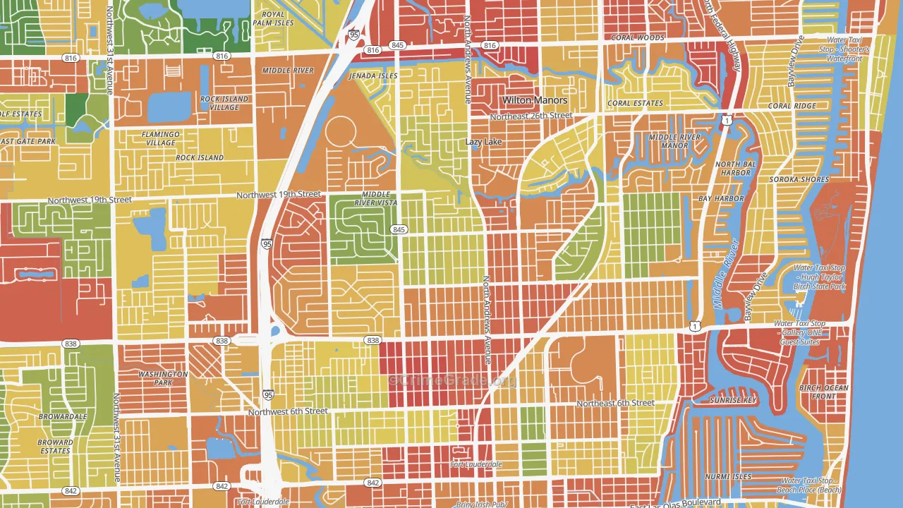South Middle River, Fort Lauderdale, FL Map of Drug-Related Crime Rates