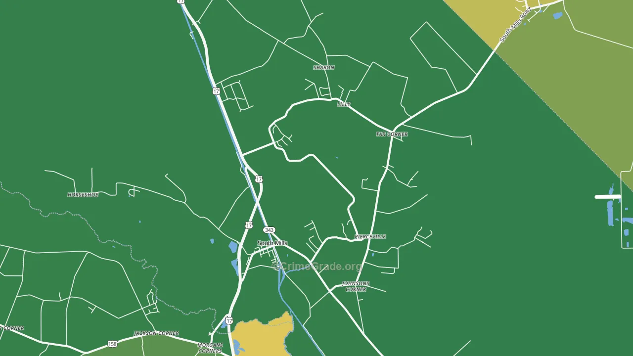 South Mills, NC Map of Drug-Related Crime Rates