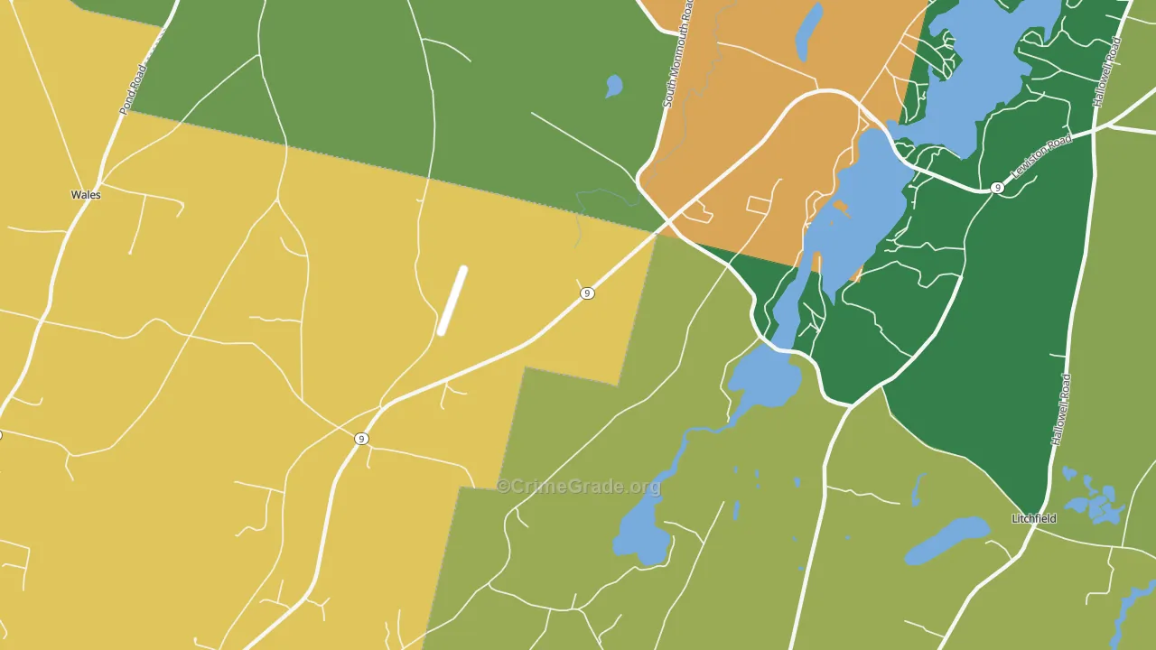 South Monmouth, ME Map of Drug-Related Crime Rates