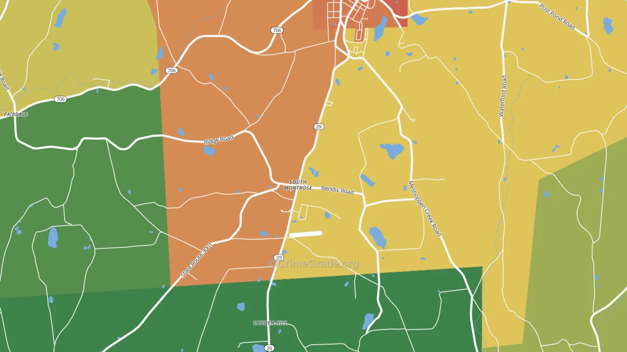 South Montrose, PA Map of Drug-Related Crime Rates