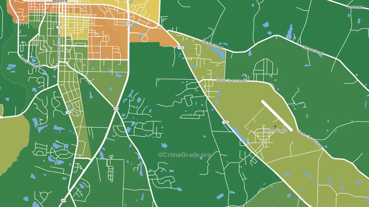 South Moultrie, GA Map of Drug-Related Crime Rates