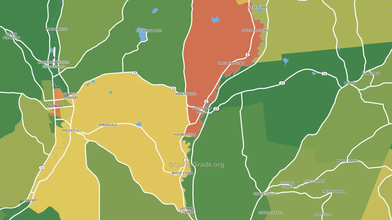 South New Berlin, NY Map of Drug-Related Crime Rates