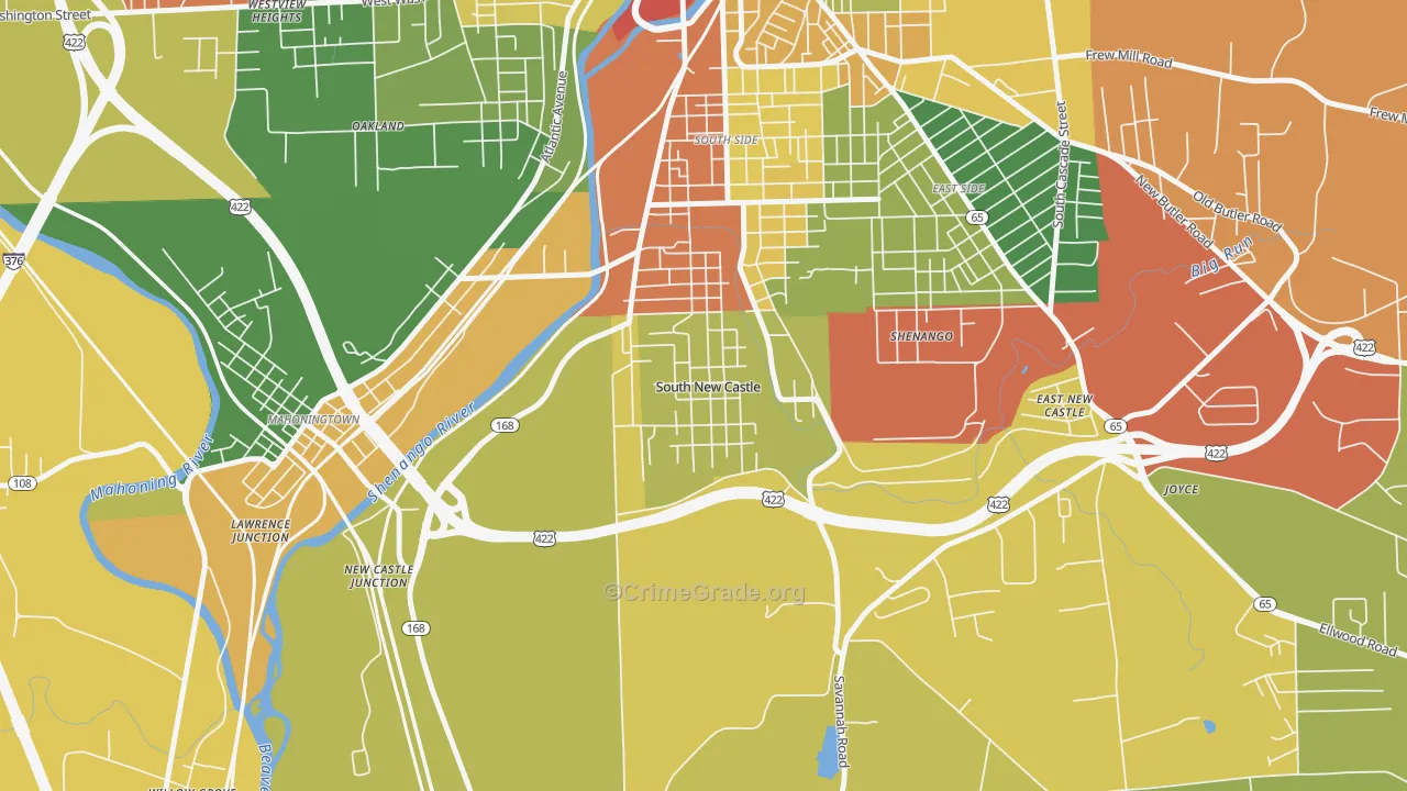 South New Castle, PA Map of Drug-Related Crime Rates