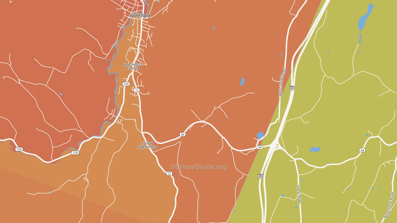 South Northfield, VT Map of Drug-Related Crime Rates