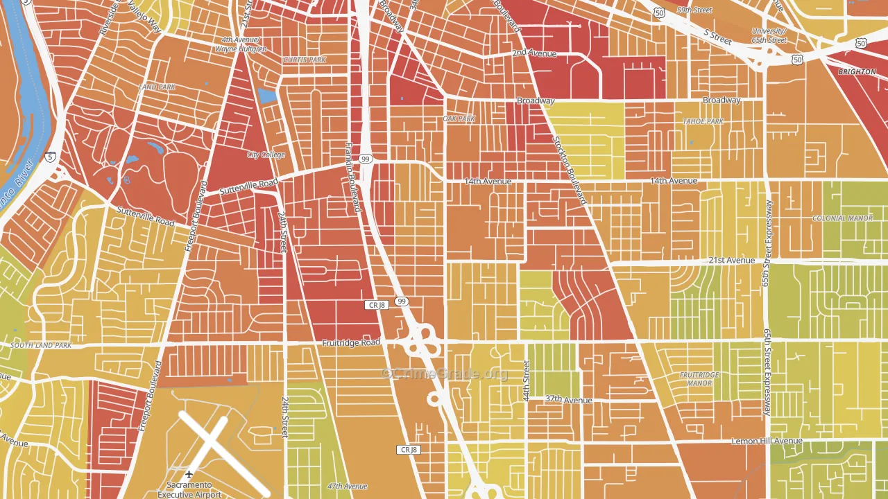 South Oak Park, Sacramento, CA Map of Drug-Related Crime Rates