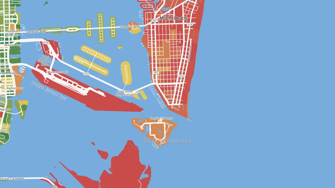 South of Fifth, Miami Beach, FL Map of Drug-Related Crime Rates