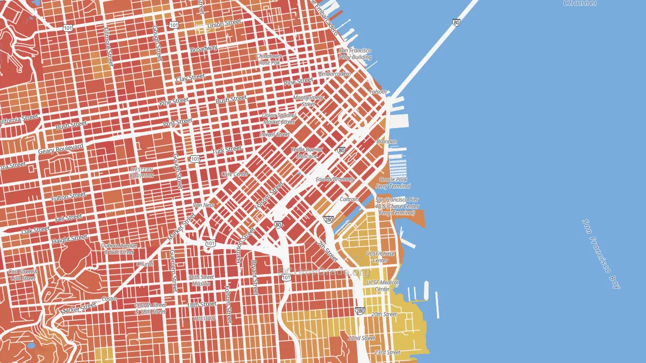 South of Market, San Francisco, CA Map of Drug-Related Crime Rates