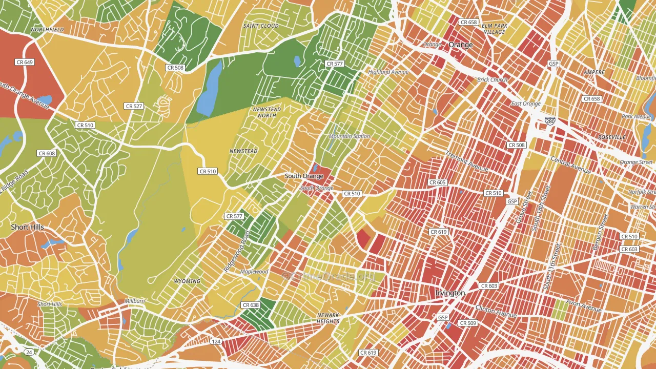 South Orange, NJ Map of Drug-Related Crime Rates