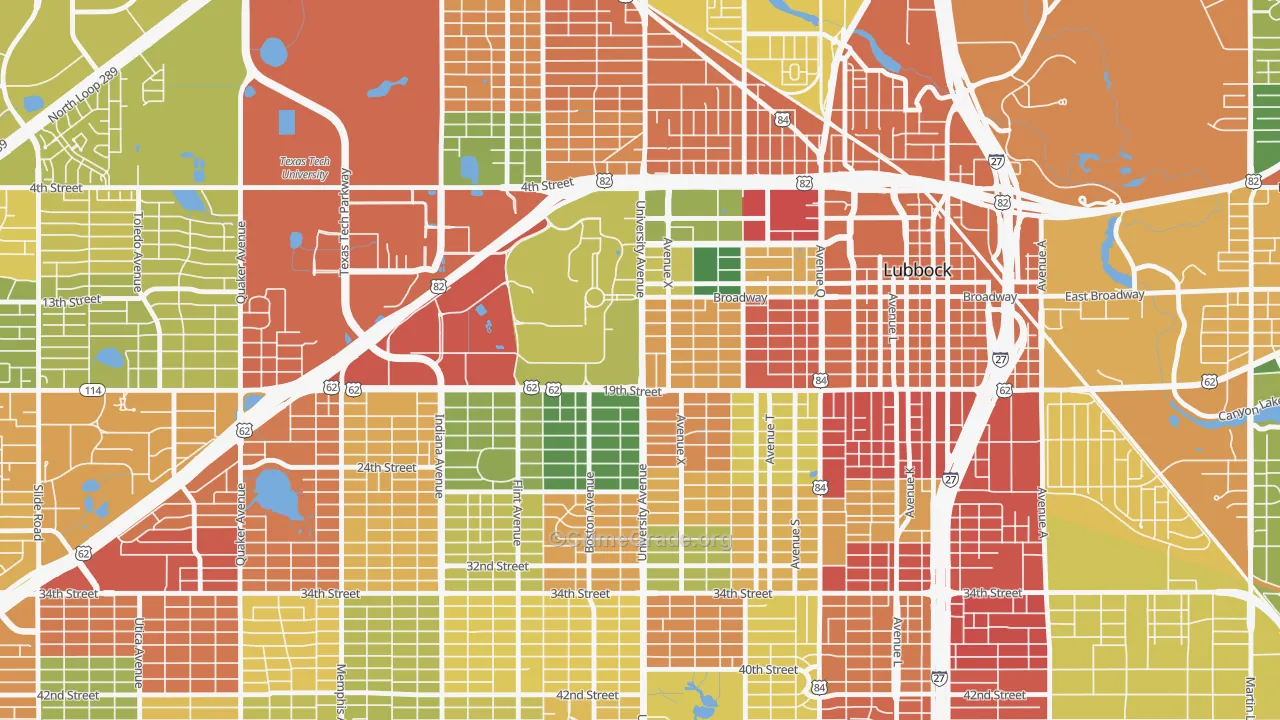 South Overton, Lubbock, TX Map of Drug-Related Crime Rates