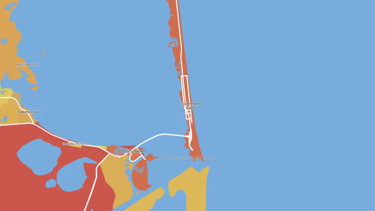 South Padre Island, TX Map of Drug-Related Crime Rates
