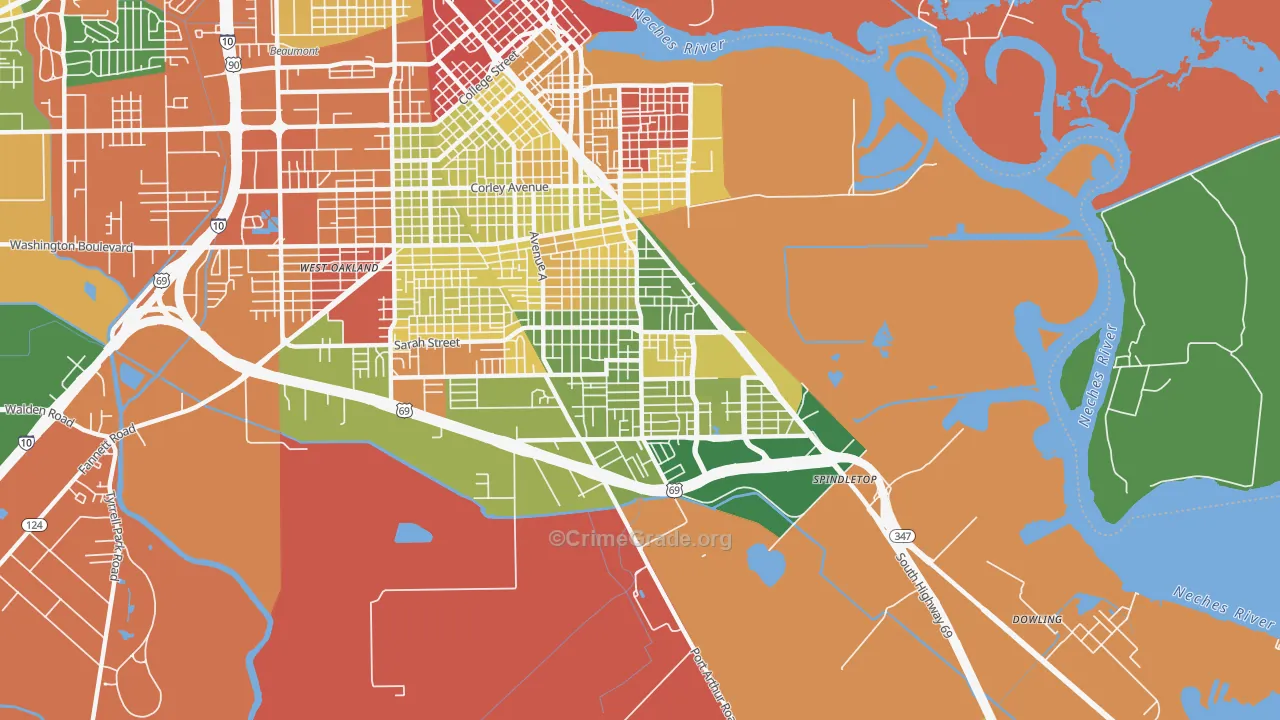 South Park, Beaumont, TX Map of Drug-Related Crime Rates