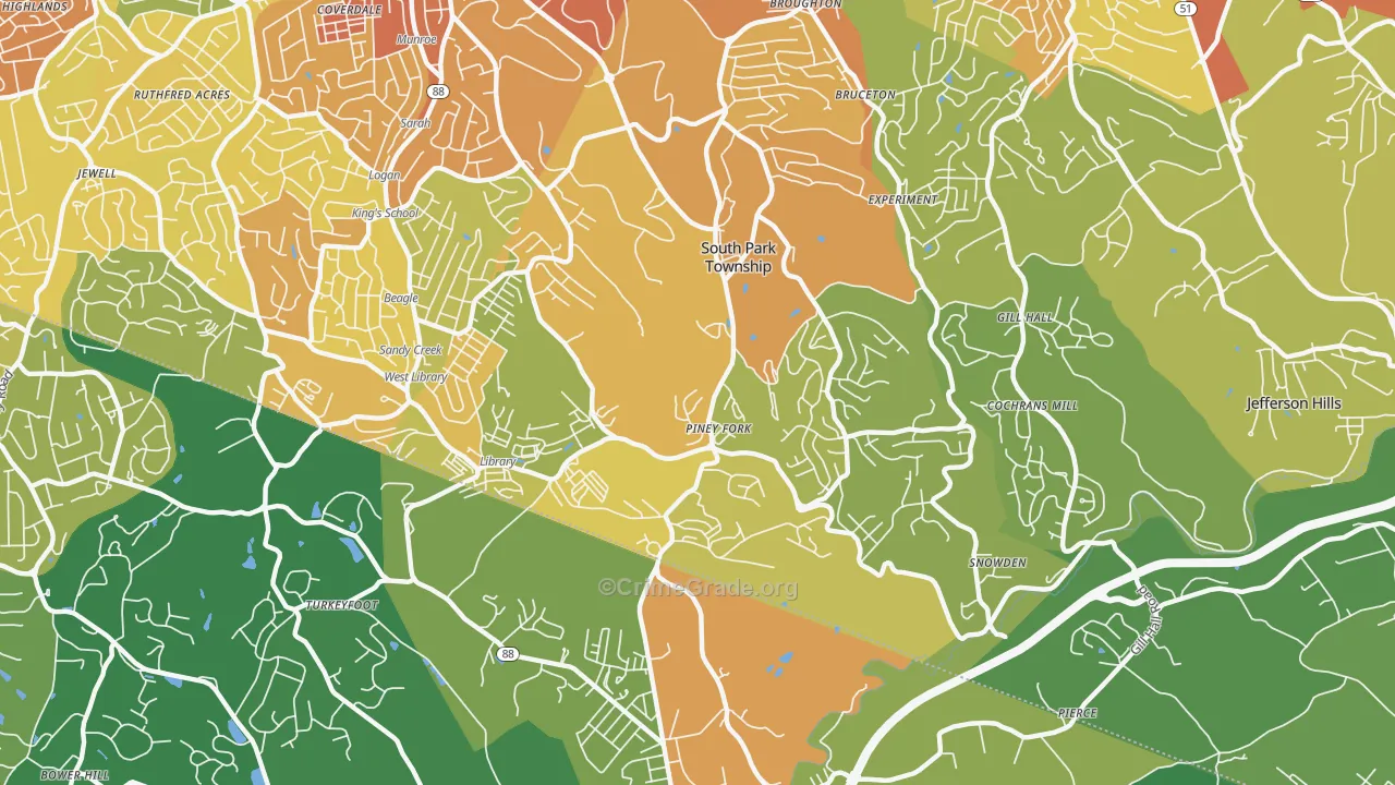 South Park Township, PA Map of Drug-Related Crime Rates