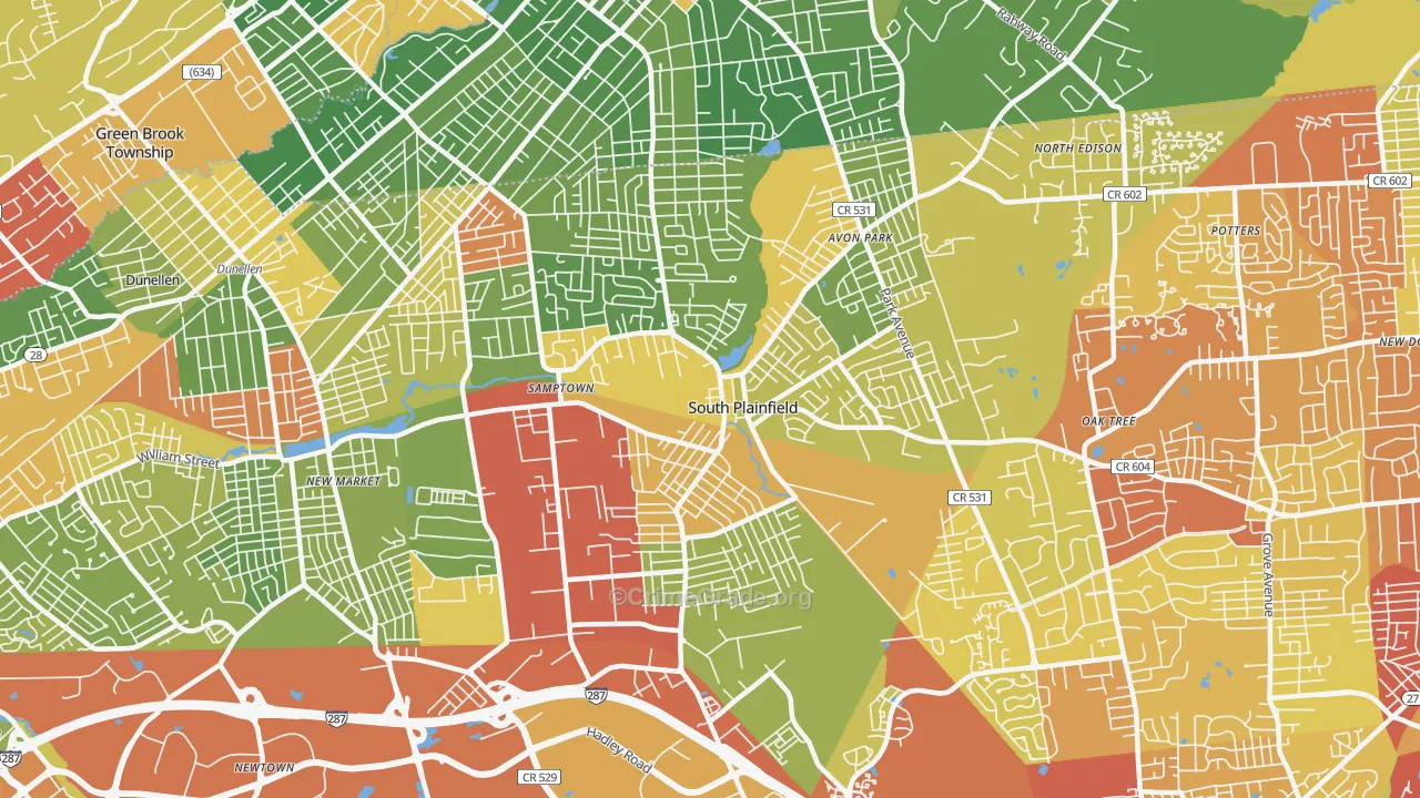 South Plainfield, NJ Map of Drug-Related Crime Rates