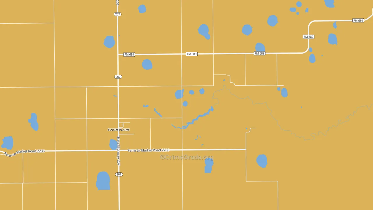 South Plains, TX Map of Drug-Related Crime Rates