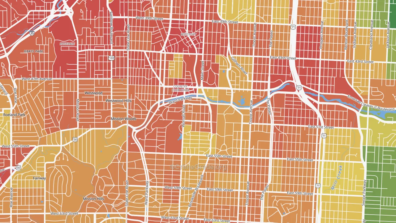 South Plaza, Kansas City, MO Map of Drug-Related Crime Rates