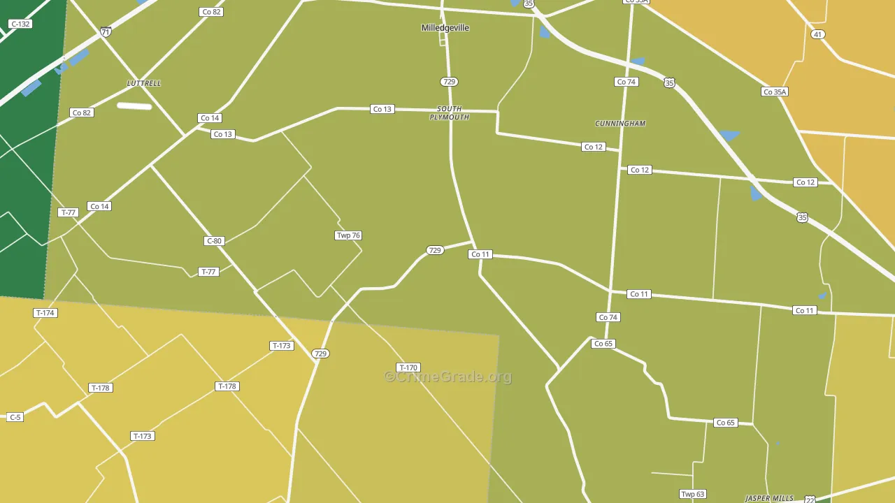 South Plymouth, OH Map of Drug-Related Crime Rates