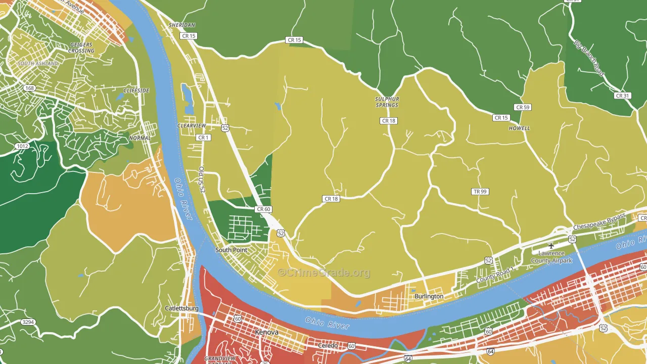 South Point, OH Map of Drug-Related Crime Rates