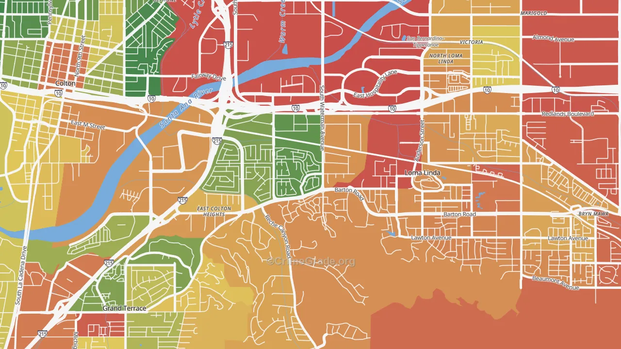 South Pointe, San Bernardino, CA Map of Drug-Related Crime Rates