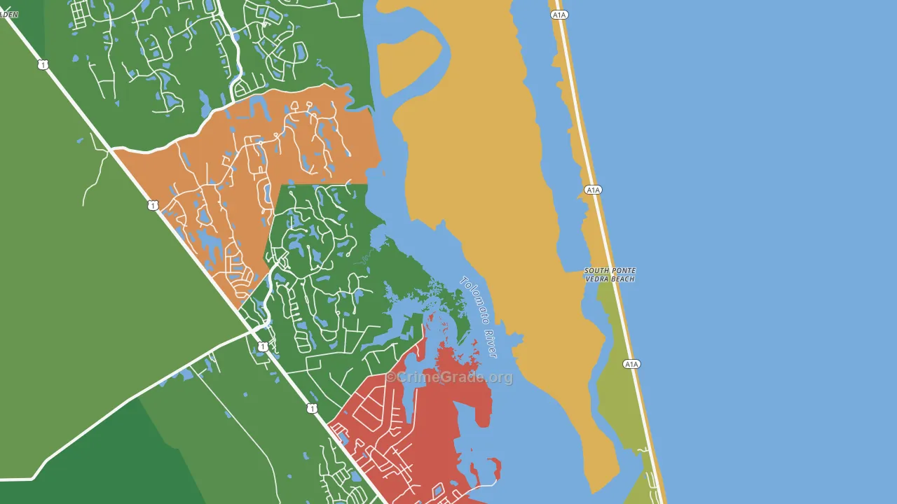 South Ponte Vedra Beach, FL Map of Drug-Related Crime Rates