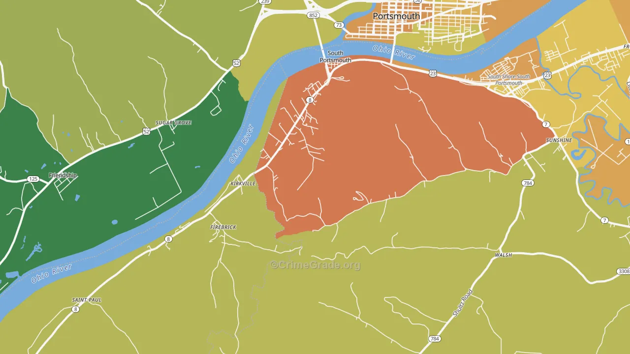 South Portsmouth, KY Map of Drug-Related Crime Rates