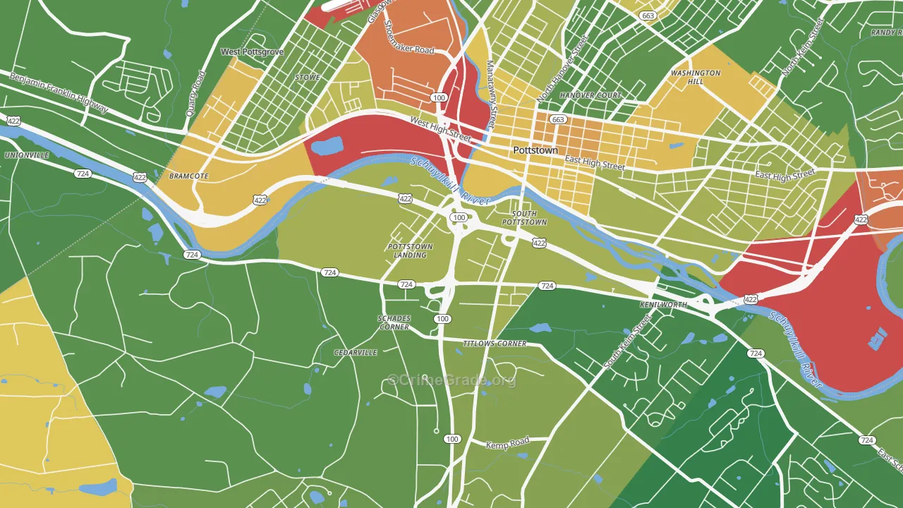 South Pottstown, PA Map of Drug-Related Crime Rates