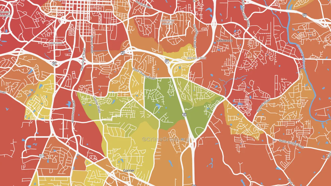 South, Raleigh, NC Map of Drug-Related Crime Rates