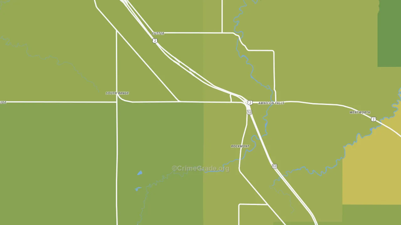 South Range, WI Map of Drug-Related Crime Rates