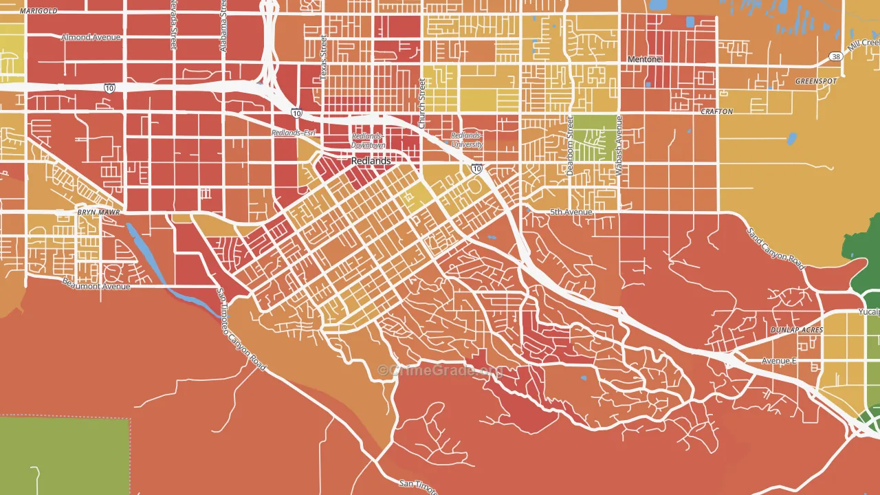 South Redlands, Redlands, CA Map of Drug-Related Crime Rates