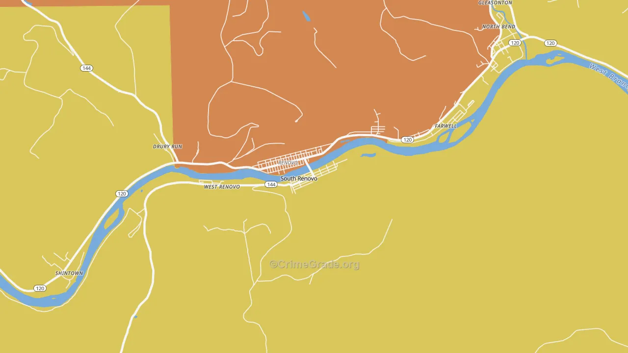 South Renovo, PA Map of Drug-Related Crime Rates