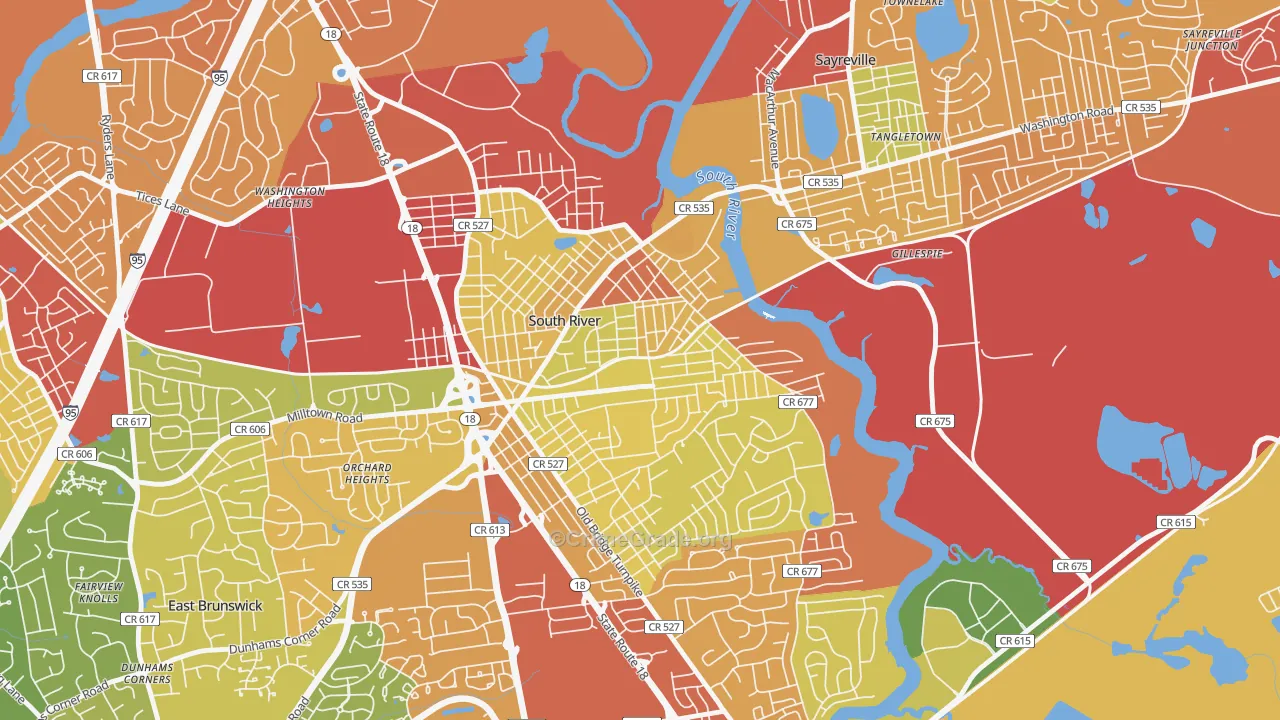 South River, NJ Map of Drug-Related Crime Rates
