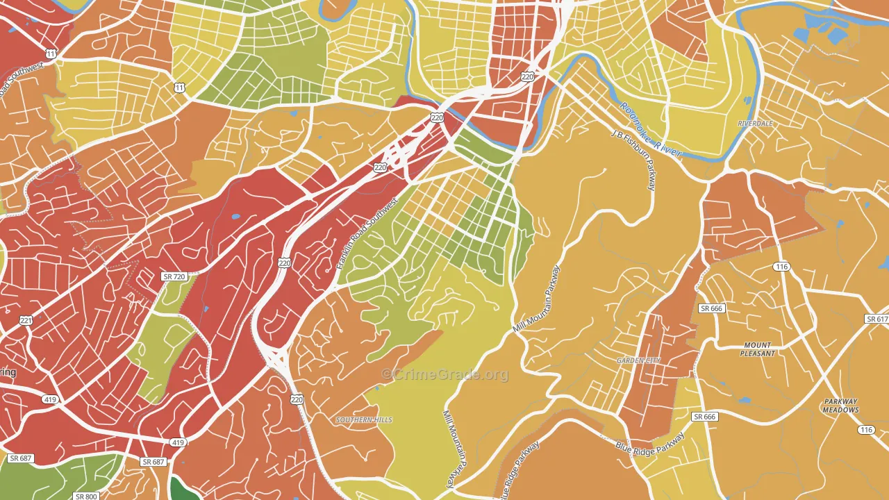 South Roanoke, Roanoke, VA Map of Drug-Related Crime Rates