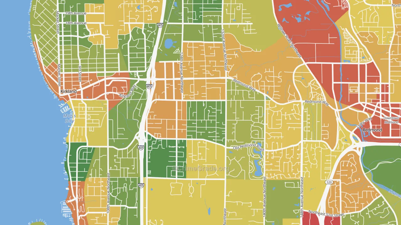 South Rose Hill, Kirkland, WA Map of Drug-Related Crime Rates