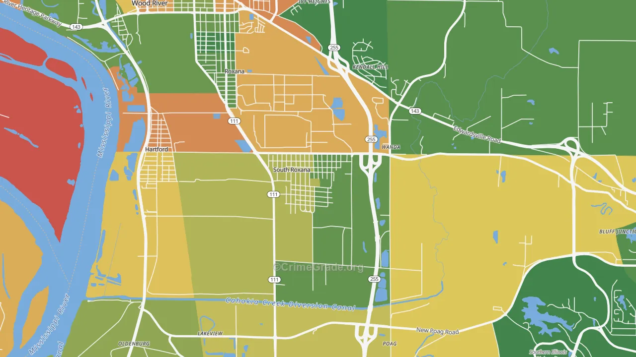 South Roxana, IL Map of Drug-Related Crime Rates