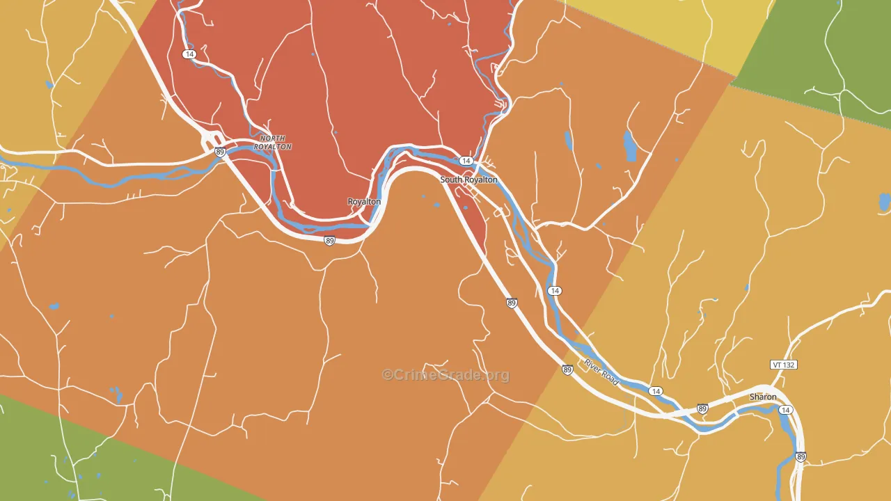 South Royalton, VT Map of Drug-Related Crime Rates