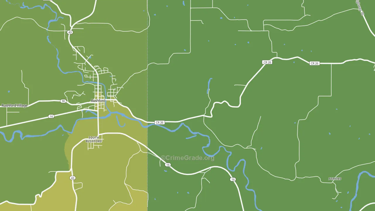 South Rushford, MN Map of Drug-Related Crime Rates