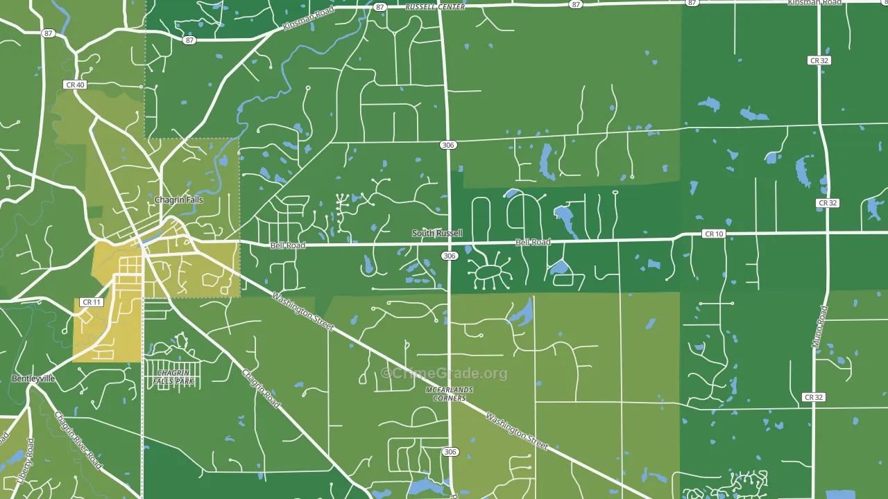 South Russell, OH Map of Drug-Related Crime Rates