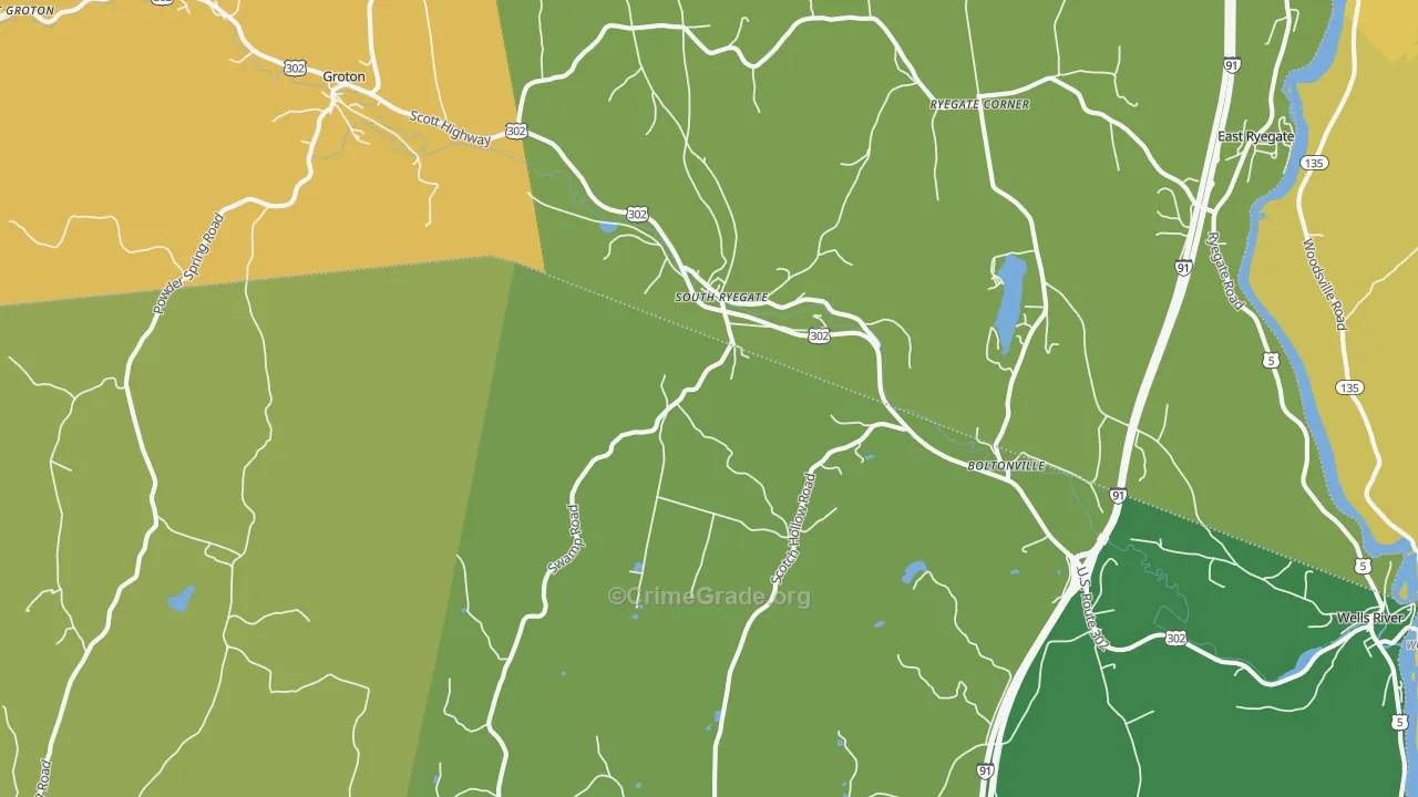 South Ryegate, VT Map of Drug-Related Crime Rates