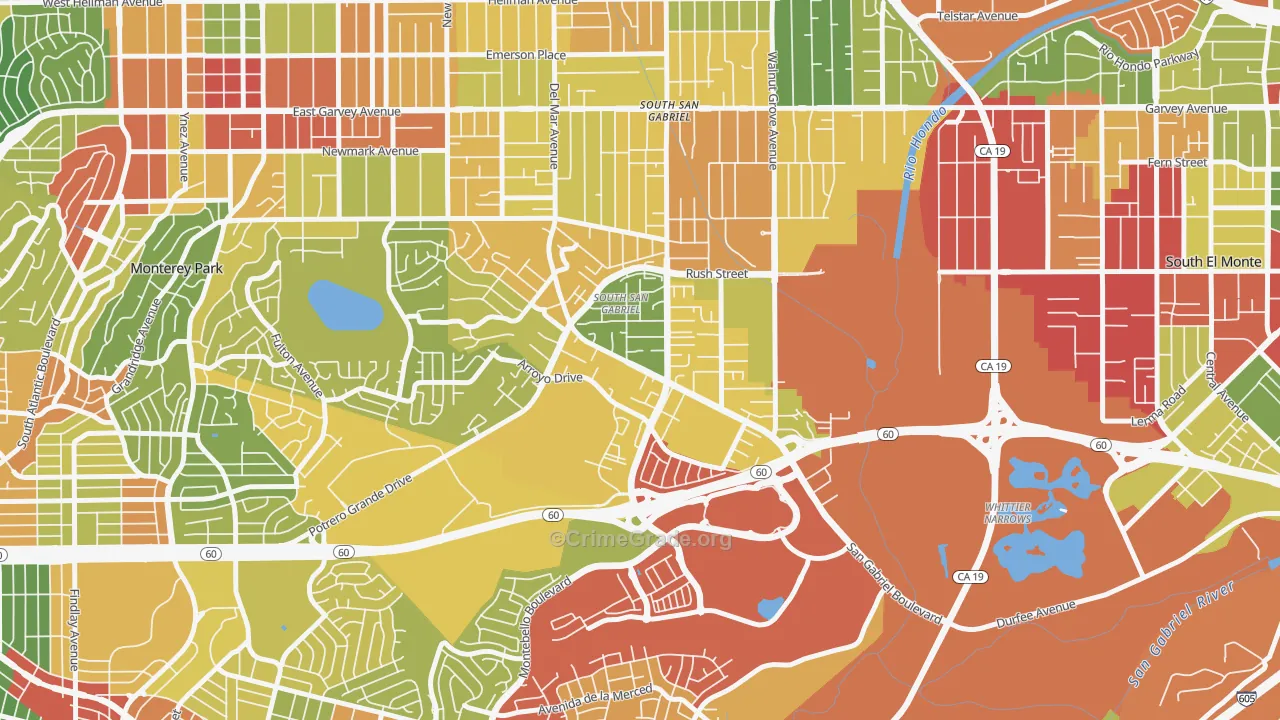 South San Gabriel, Rosemead, CA Map of Drug-Related Crime Rates