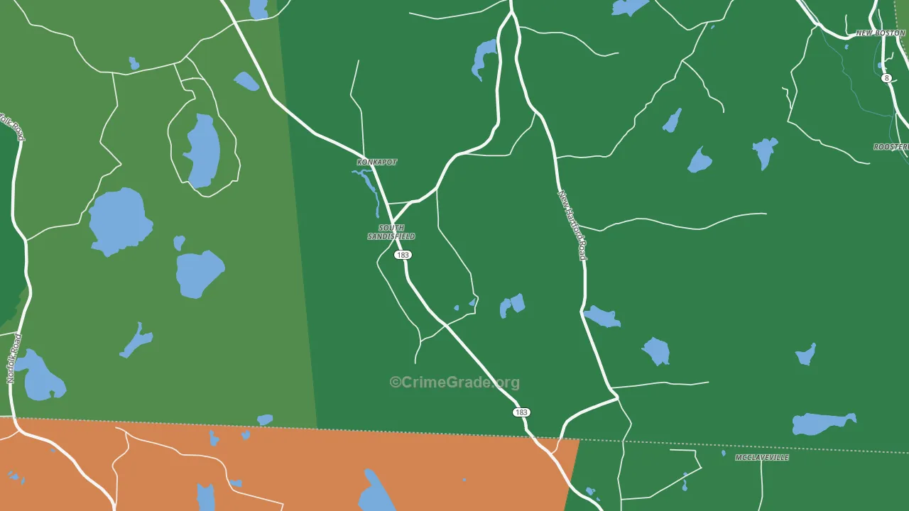 South Sandisfield, MA Map of Drug-Related Crime Rates