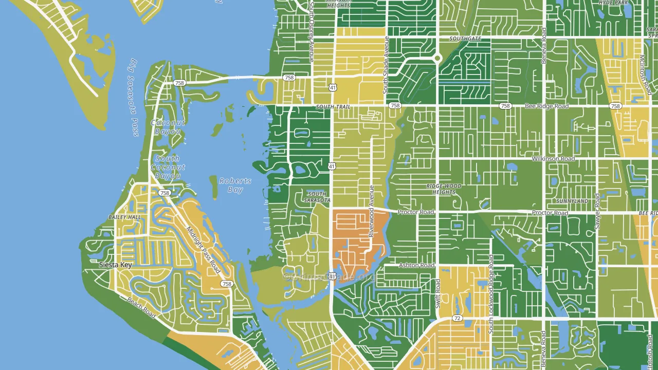 South Sarasota, FL Map of Drug-Related Crime Rates